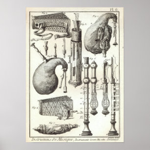 Póster Bagpipes e instrumentos eólicos antiguos 1769