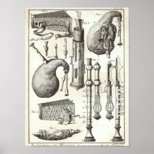 Póster Bagpipes e instrumentos eólicos antiguos 1769