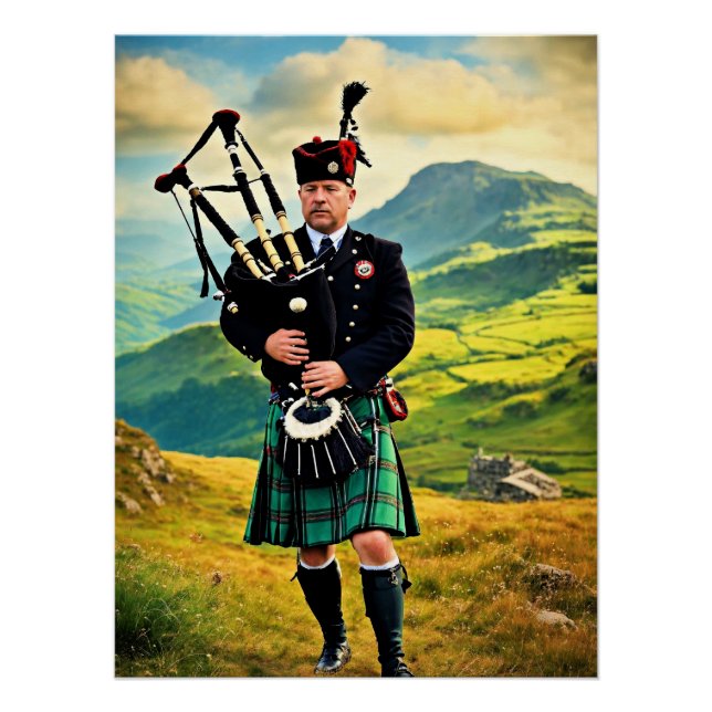 Póster Bagpipes en Escocia, generados por IA, (Anverso)