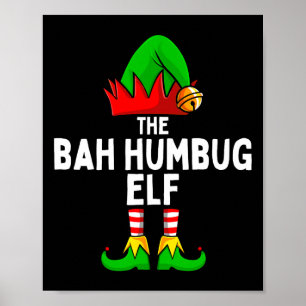 Póster Bah Humbug Elf Matching Family Navidades