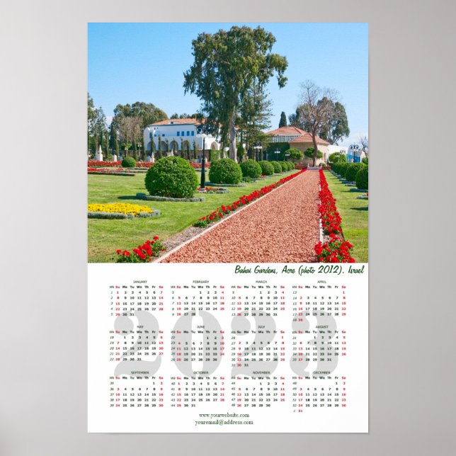 Póster Bahai Gardens, Acre (2013). Israel. Calendario 202 (Frente)