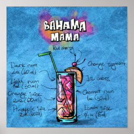 Póster Bahama Mama Cocktail Poster