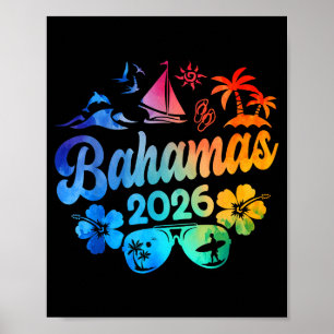 Póster Bahamas 2026 Vacaciones Playa Tie Dye Viajes Veran