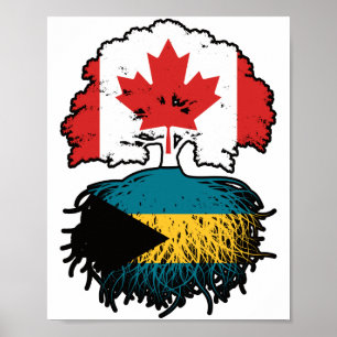 Póster Bahamas Bandera de raíces de árbol canadiense baha