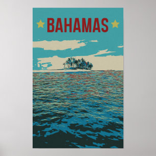 Póster Bahamas Carribia, paisaje típico postal