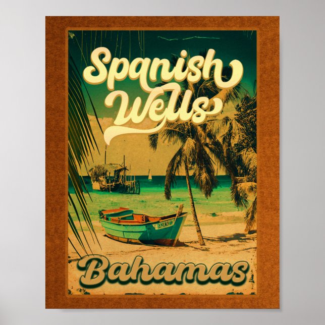 Póster Bahamas, isla de Wells en España, recuerdos de los (Frente)