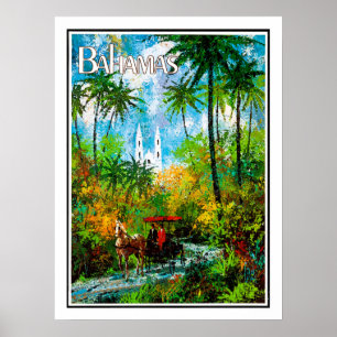 Póster Bahamas, paseo por la selva, vintage, viaje