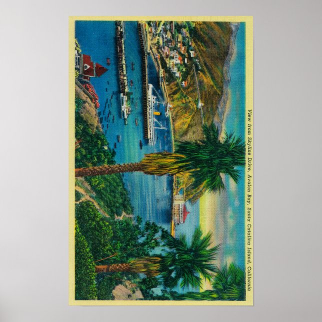 Póster Bahía de Avalon, Isla Santa Catalina desde Skyline (Frente)