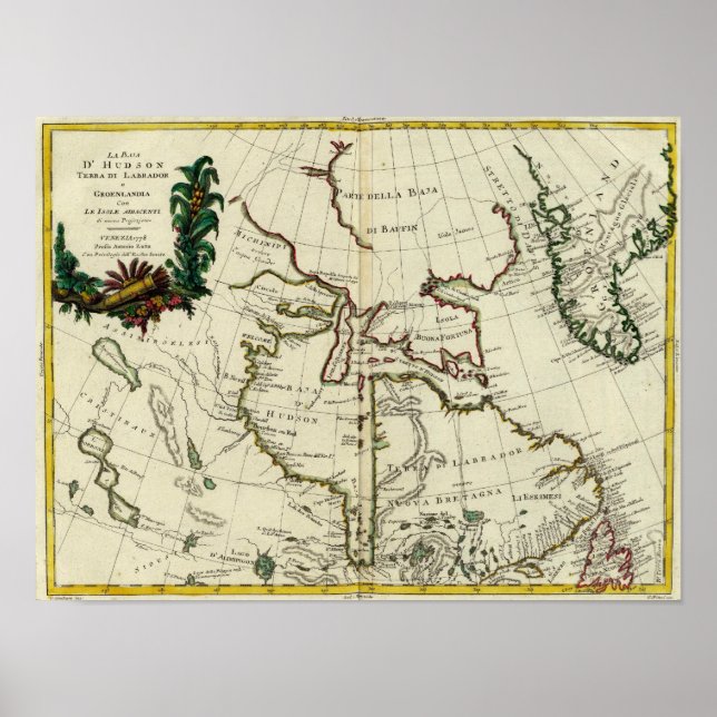 Póster Bahía de Baffin Océano Atlántico Norte (Frente)