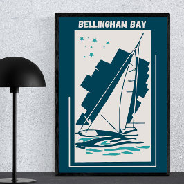 Póster Bahía de Bellingham en Washington - Vintage Sailin