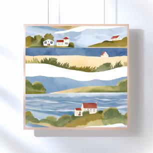 Póster Bahía de Cape Cod   Acuarela Costera de la Orilla 