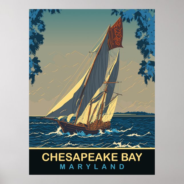 Póster Bahía de Chesapeake, Maryland, Viajes (Frente)