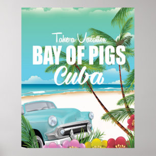 Póster Bahía de Cochinos, poster de vacaciones en la play