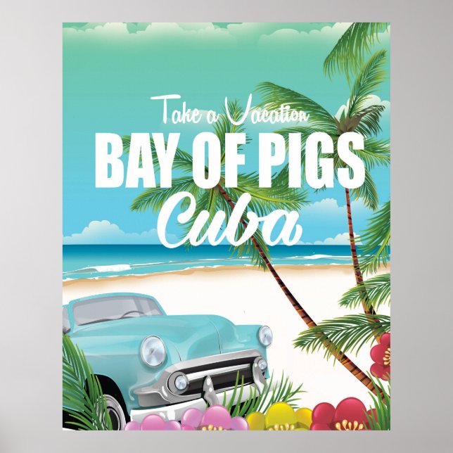 Póster Bahía de Cochinos, poster de vacaciones en la play (Frente)