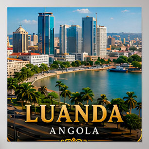 Póster Bahía de Luanda y horizonte moderno angoleño