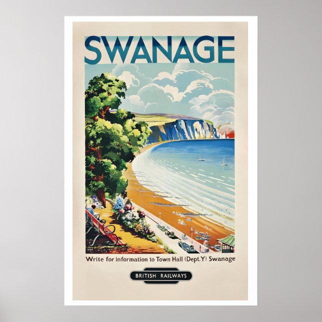 Póster Bahía de Swanage, sureste de Dorset, Inglaterra, v (Frente)