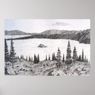 Póster Bahía esmeralda con la isla de Fannette, el lago