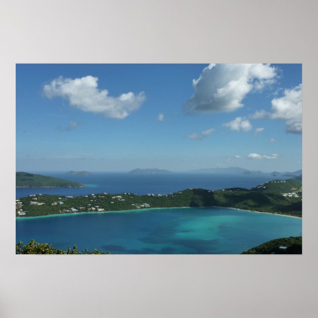 Póster Bahía Magens, St. Thomas Escena Hermosa de Isla (Frente)