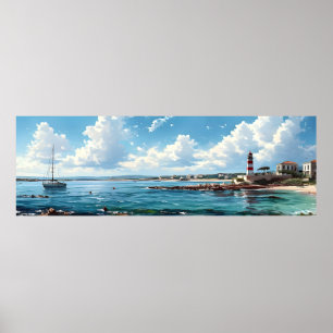 Póster Bahía mediterránea panorámica