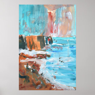 Póster Bahía turquesa abstracta & Acantilados dorados