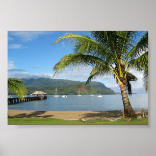 Póster Bahía y embarcadero Kauai, Hawaii de Hanalei