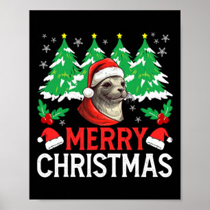 Póster Baikal Seal Navidades Pajama disfraz para Navidad 