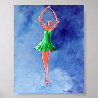 Póster Bailando Ballerina, Verde
