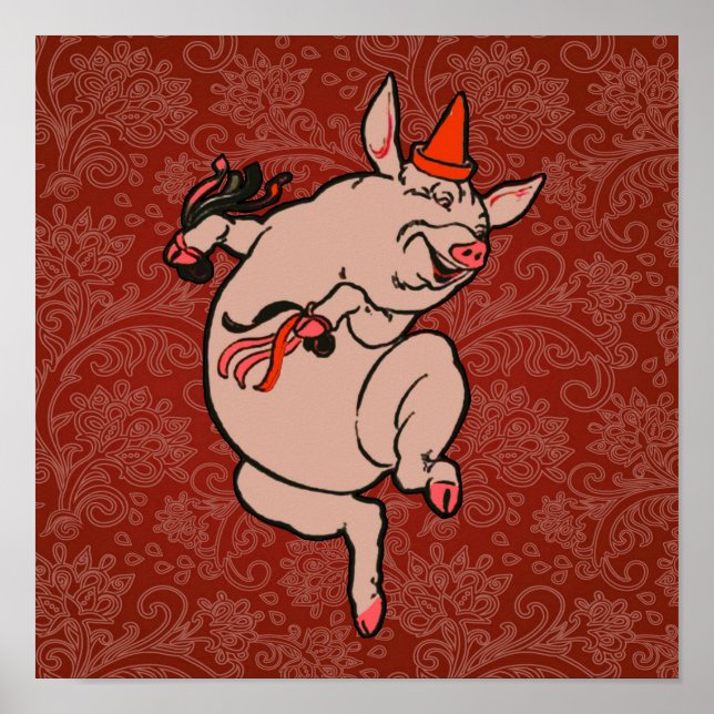 Póster Bailando con danza de antigüedades de cerdo (Frente)