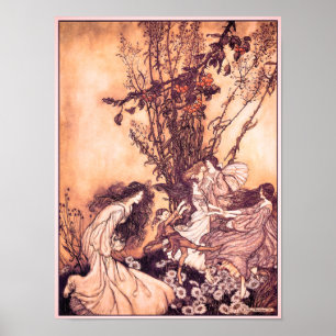 Póster Bailando con el Ilustracion de Fairies Arthur Rack