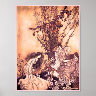 Póster Bailando con el Ilustracion de Fairies Arthur Rack