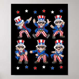 Póster Bailando Dabbing Tío Sam 4 De Julio Niños Chicas K