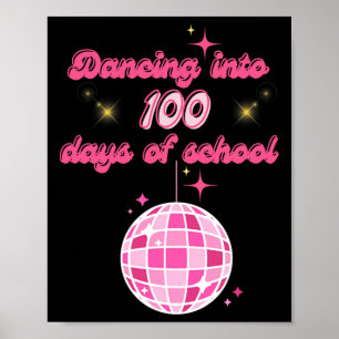 Póster Bailando En 100 Días De Escuela Con Disco Rosa Ba