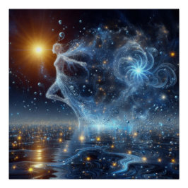 Póster Bailando En Agua Pura En Un Lago Azul