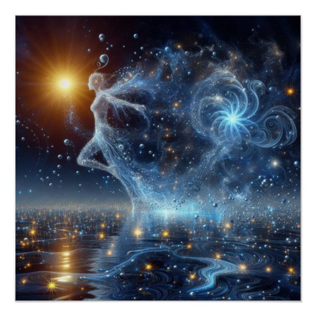 Póster Bailando En Agua Pura En Un Lago Azul (Anverso)