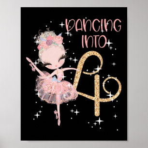 Póster Bailando en cuarto cumpleaños Chica ballet Fiesta 