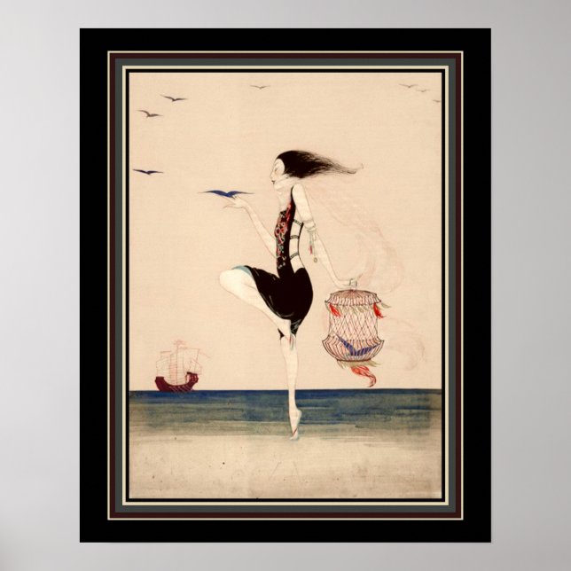 Póster "Bailando en la costa", aproximadamente 1916 (Frente)