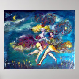 Póster Bailando en la noche Bailarines de Carnaval en luz