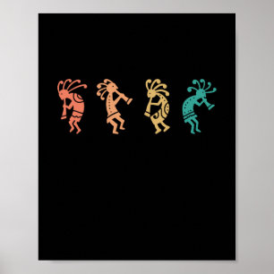 Póster Bailando Kokopelli Sudoeste Estadounidense Nativo
