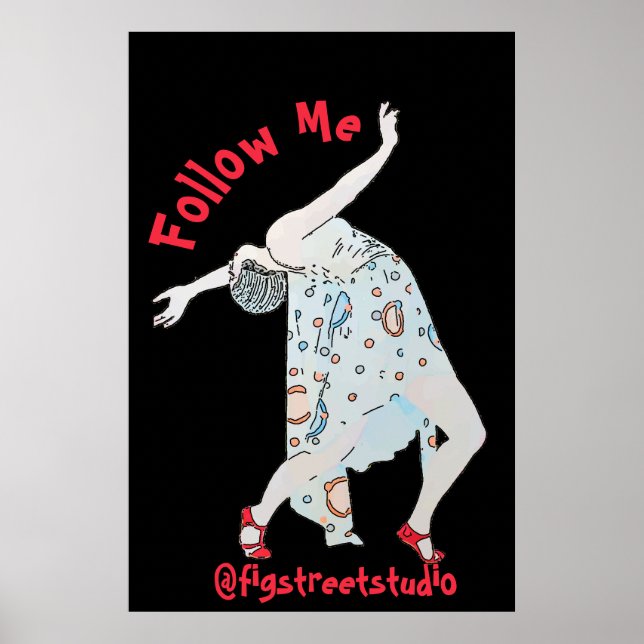 Póster Bailar, editar texto, seguirme, Poster (Frente)