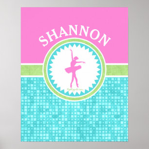Póster Bailarín de color Tri-Pastel con mosaico Aqua