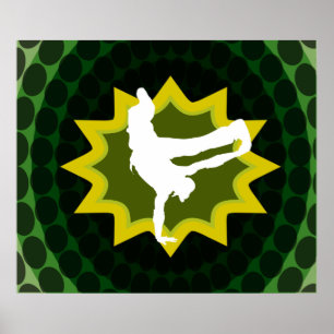 Póster Bailarín de interrupción con fondo retro Groovy