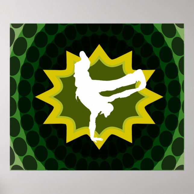 Póster Bailarín de interrupción con fondo retro Groovy (Frente)