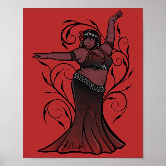 Póster Bailarín del Belly rojo Tasha (Frente)