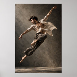 Póster Bailarín masculino en salto aéreo Figurativo conte