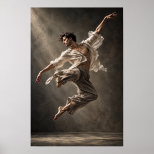 Póster Bailarín Masculino Expresivo en Movimiento Pared C