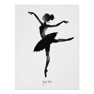 Póster Bailarina acuarela elegante chic carbón