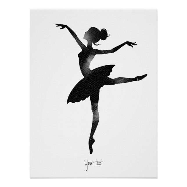 Póster Bailarina acuarela elegante chic carbón (Anverso)