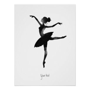 Póster Bailarina acuarela elegante chic carbón