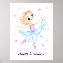 Póster Bailarina acuarela Feliz Cumpleaños