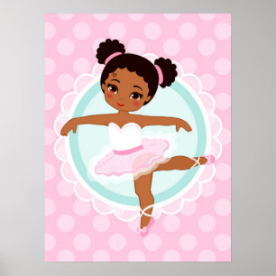 Póster Bailarina afroamericana de ballet rosa